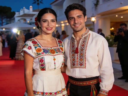 Ángela Aguilar y Nodal sorprenden con moda mexicana en Premios Juventud De Chismes