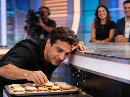 Darío Barassi protagoniza blooper con alfajor en Ahora Caigo De Chismes