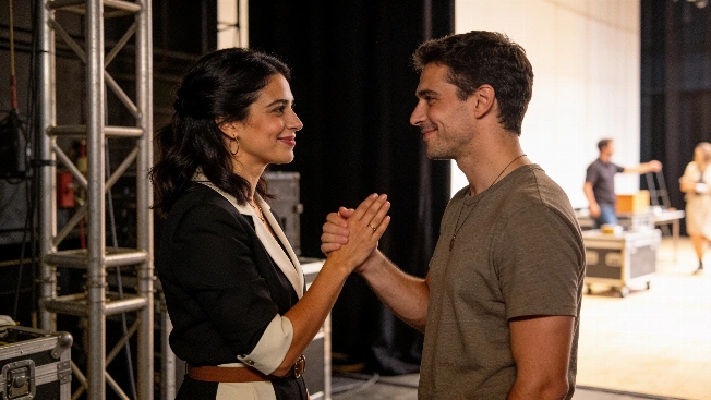 Lali Espósito felicita a Pedro Rosemblat por el estreno de Get en teatro De Chismes