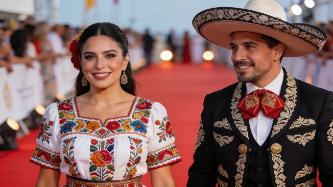 Ángela Aguilar y Nodal sorprenden con moda mexicana en Premios Juventud De Chismes